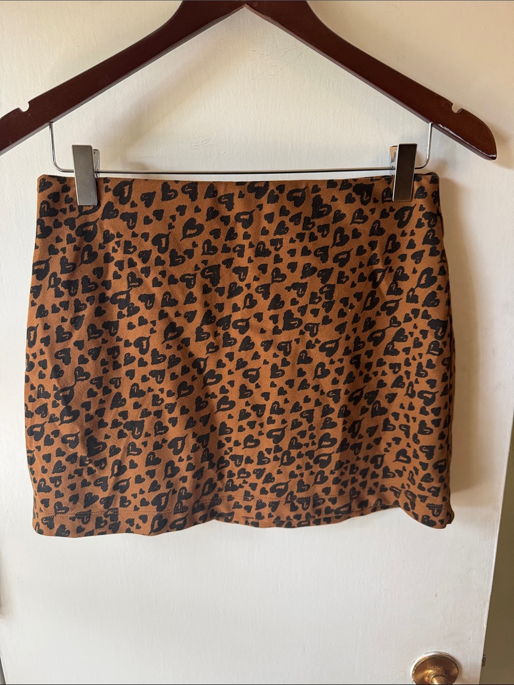 Old Navy Brown and Black Leopard Heart Print Mini Skirt
